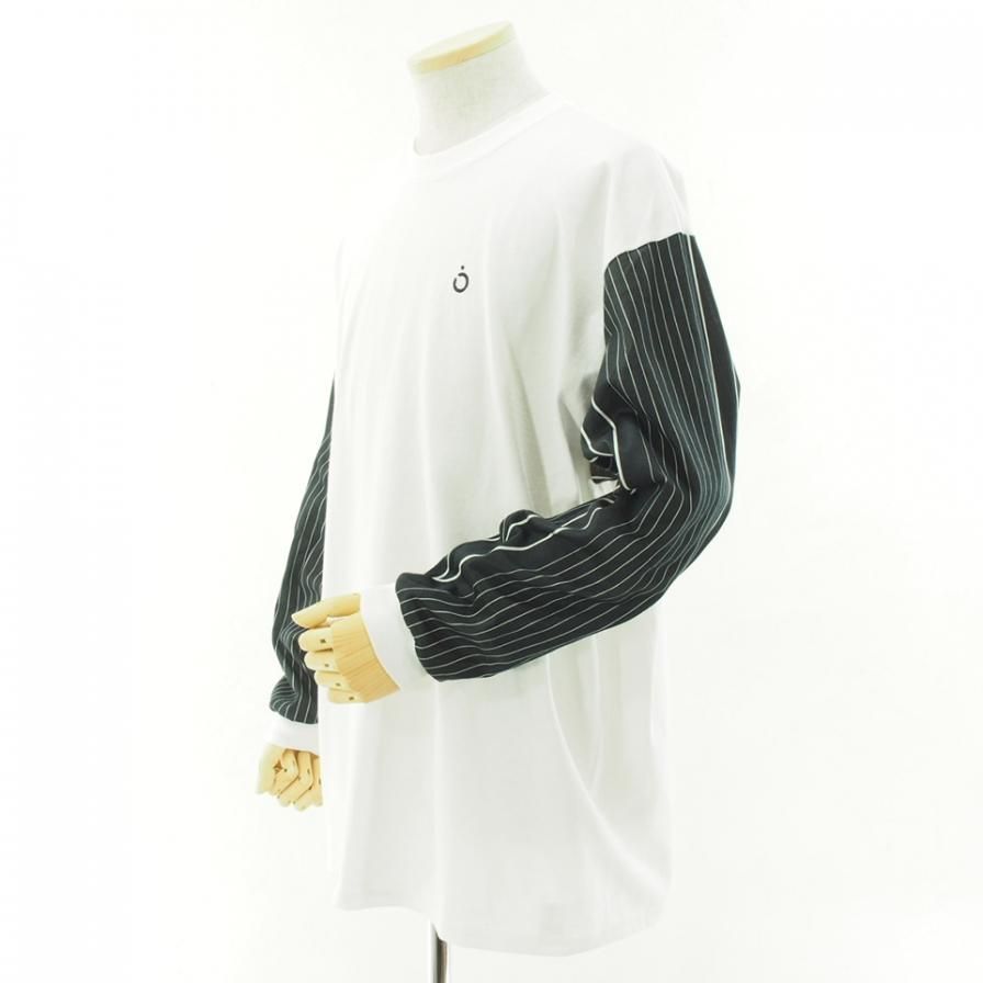 NOMA t.d. ノーマティーディー - STRIPE SLEEVE TEE - ストライプスリーブティー - White / Black