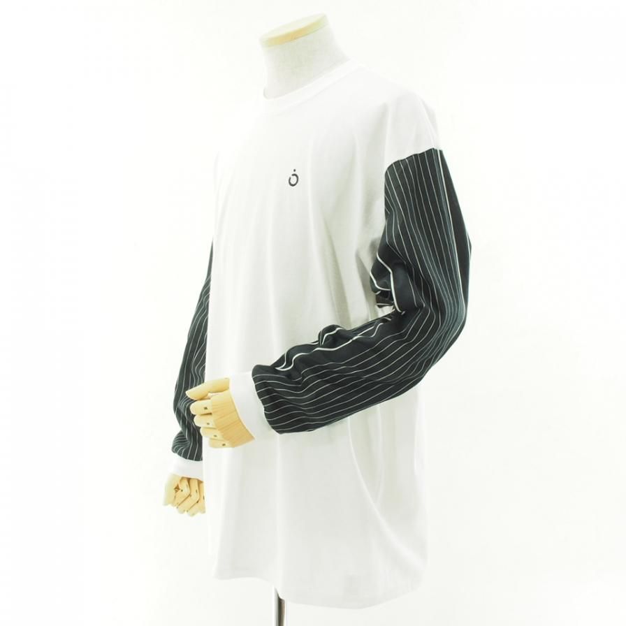 NOMA t.d. Ρޥƥǥ - STRIPE SLEEVE TEE - ȥ饤ץ꡼֥ƥ - White / Black