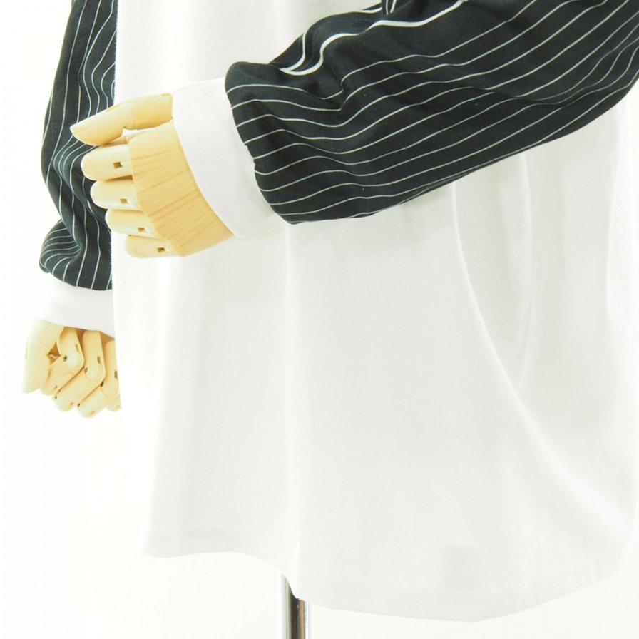 NOMA t.d. Ρޥƥǥ - STRIPE SLEEVE TEE - ȥ饤ץ꡼֥ƥ - White / Black