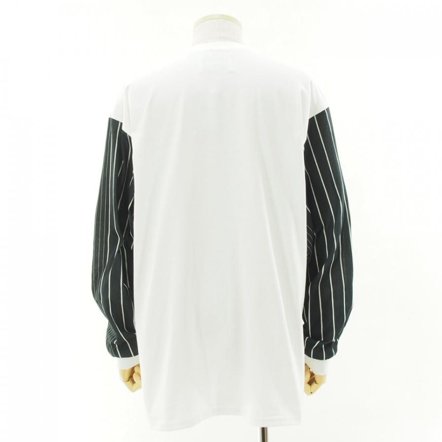 NOMA t.d. ノーマティーディー - STRIPE SLEEVE TEE - ストライプスリーブティー - White / Black