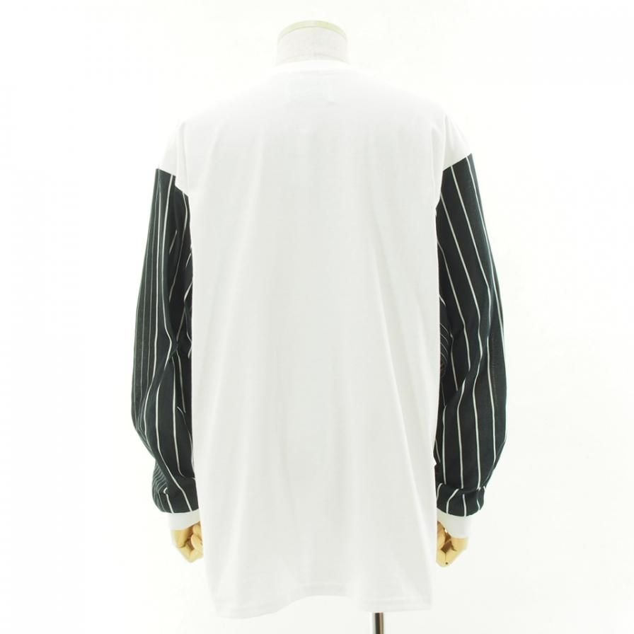 NOMA t.d. Ρޥƥǥ - STRIPE SLEEVE TEE - ȥ饤ץ꡼֥ƥ - White / Black