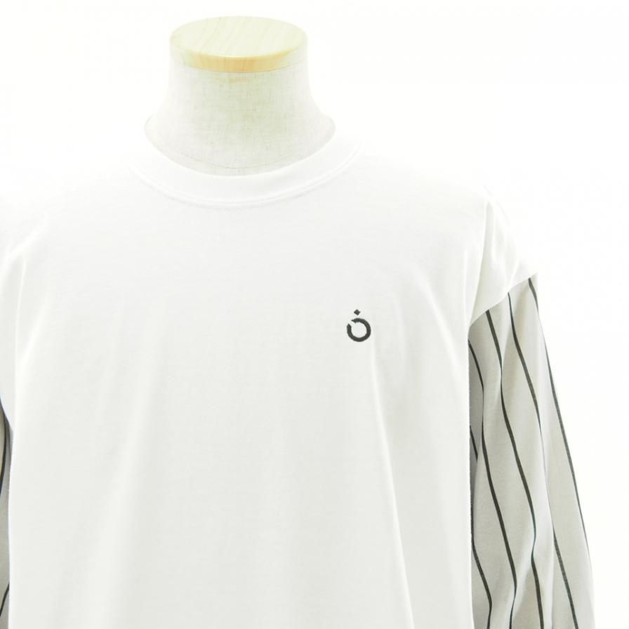 NOMA t.d. ノーマティーディー - STRIPE SLEEVE TEE - ストライプスリーブティー - White / Grey