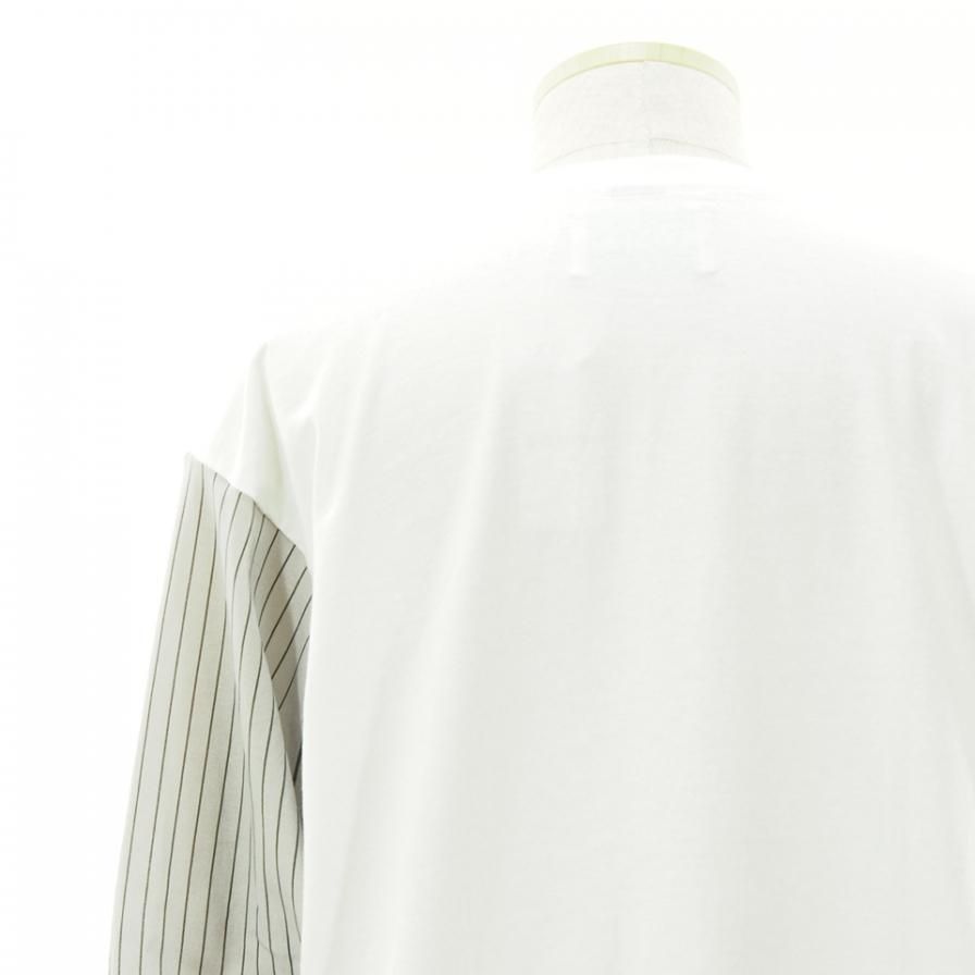 NOMA t.d. ノーマティーディー - STRIPE SLEEVE TEE - ストライプスリーブティー - White / Grey
