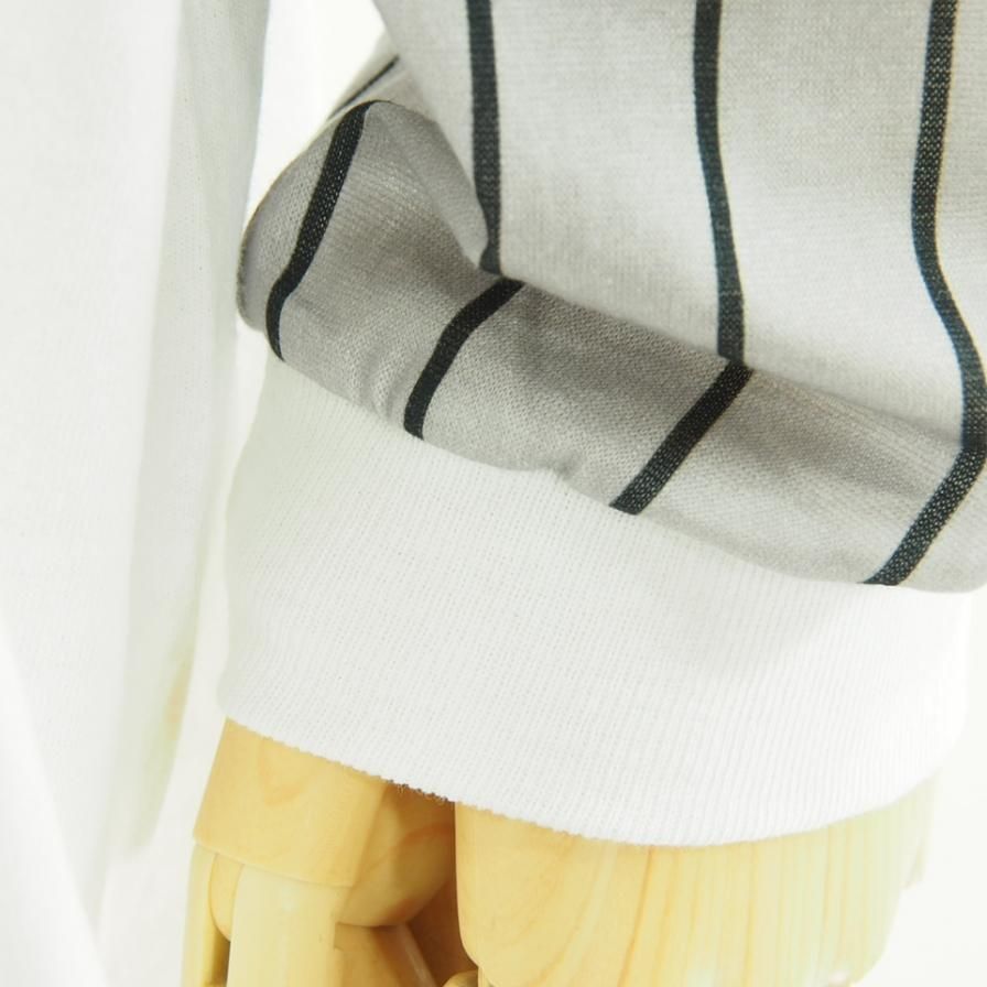 NOMA t.d. ノーマティーディー - STRIPE SLEEVE TEE - ストライプスリーブティー - White / Grey