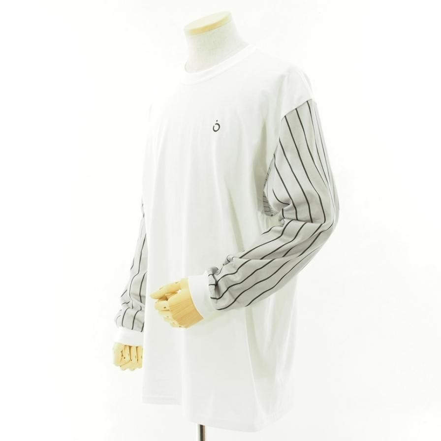 NOMA t.d. ノーマティーディー - STRIPE SLEEVE TEE - ストライプスリーブティー - White / Grey