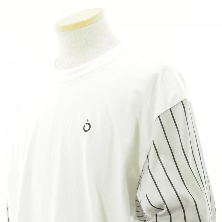 NOMA t.d. ノーマティーディー - STRIPE SLEEVE TEE - ストライプスリーブティー - White / Grey