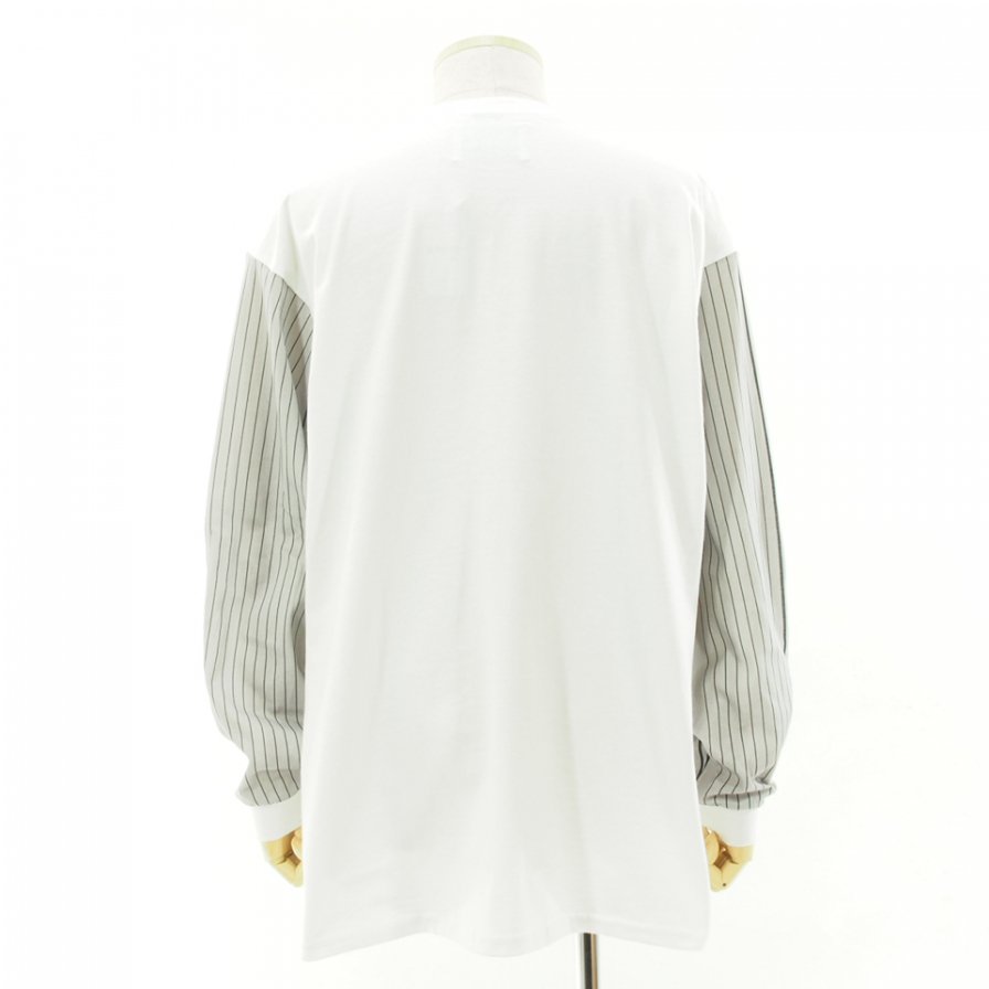 NOMA t.d. Ρޥƥǥ - STRIPE SLEEVE TEE - ȥ饤ץ꡼֥ƥ - White / Grey