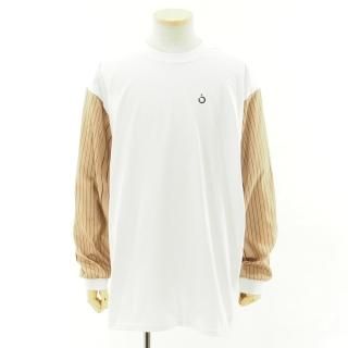 NOMA t.d. Ρޥƥǥ - STRIPE SLEEVE TEE - ȥ饤ץ꡼֥ƥ - White / Beige