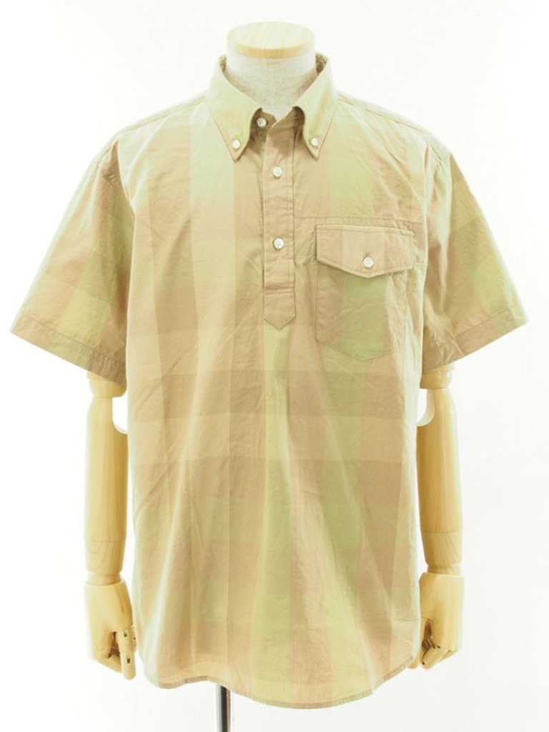 Engineered Garments エンジニアドガーメンツ - Popover BD Shirt - Cotton Block Check - Khaki / Olive