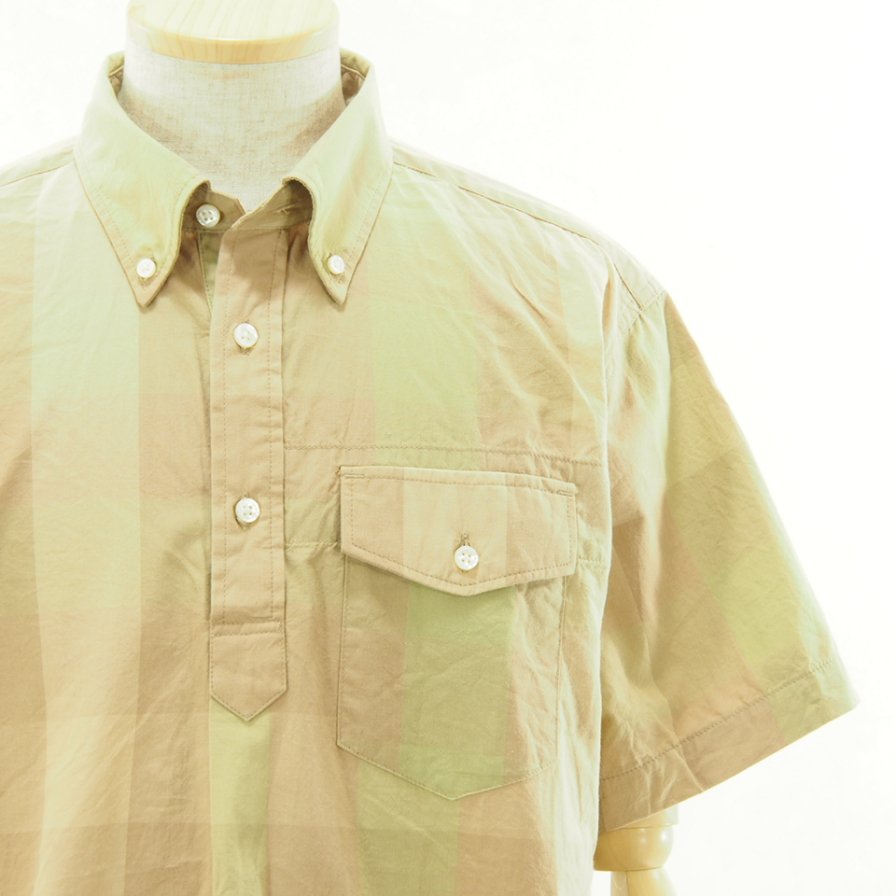 Engineered Garments エンジニアドガーメンツ - Popover BD Shirt - Cotton Block Check - Khaki / Olive