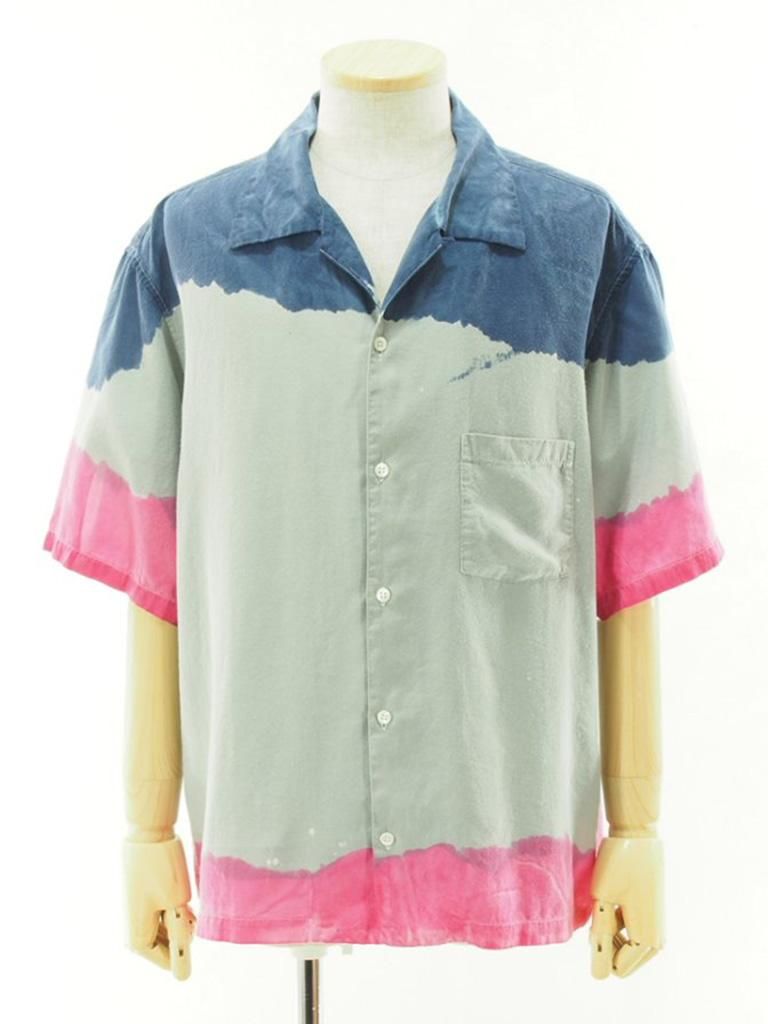 NOMA t.d. ノーマティーディー - Hand Dyed Shirt ハンドダイシャツ - Gray / Navy / Pink