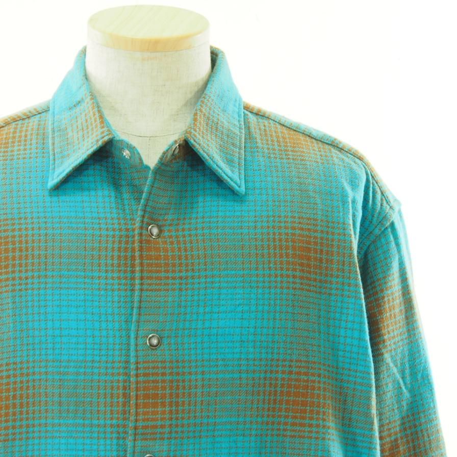 NOMA t.d. ノーマティーディー - N Ombre Plaid Shirt - Water / Brown