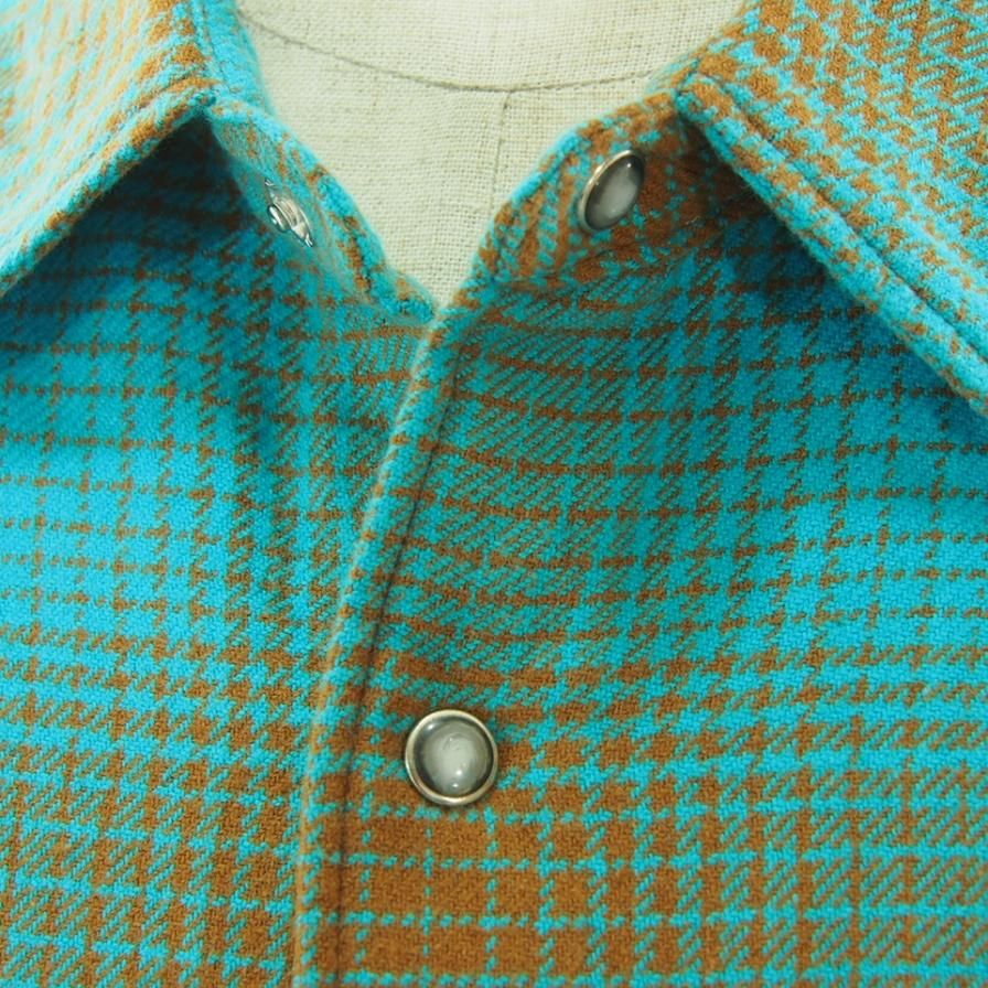 NOMA t.d. ノーマティーディー - N Ombre Plaid Shirt - Water / Brown