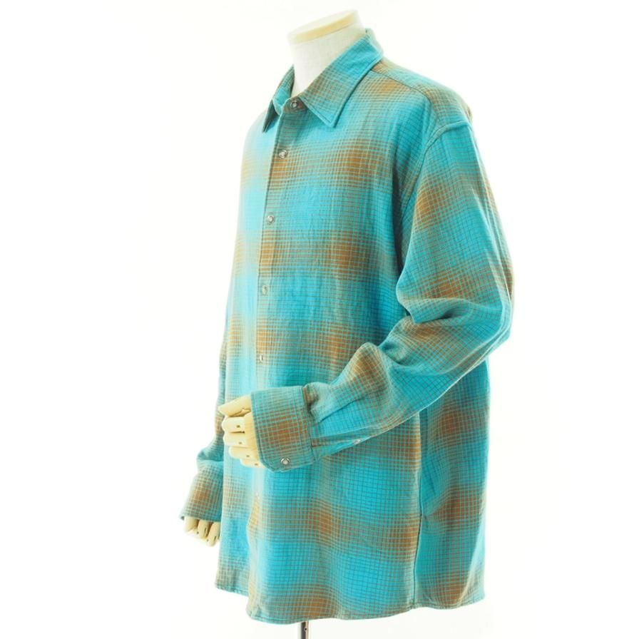 NOMA t.d. ノーマティーディー - N Ombre Plaid Shirt - Water / Brown