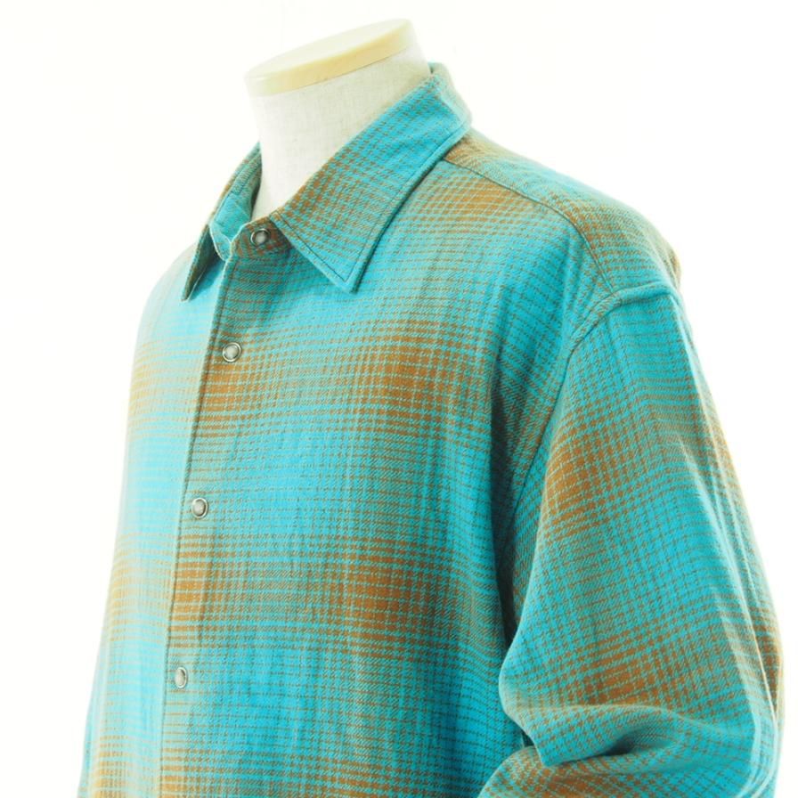 NOMA t.d. ノーマティーディー - N Ombre Plaid Shirt - Water / Brown