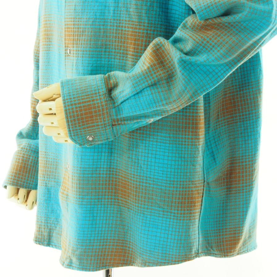NOMA t.d. ノーマティーディー - N Ombre Plaid Shirt - Water / Brown