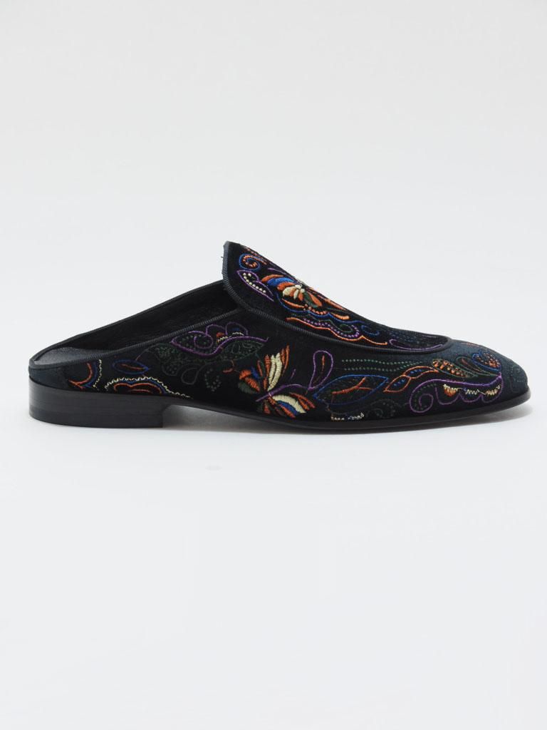Needles ニードルズ - Velvet Mule ベルベットミュール - Papillon Embroidery - Black