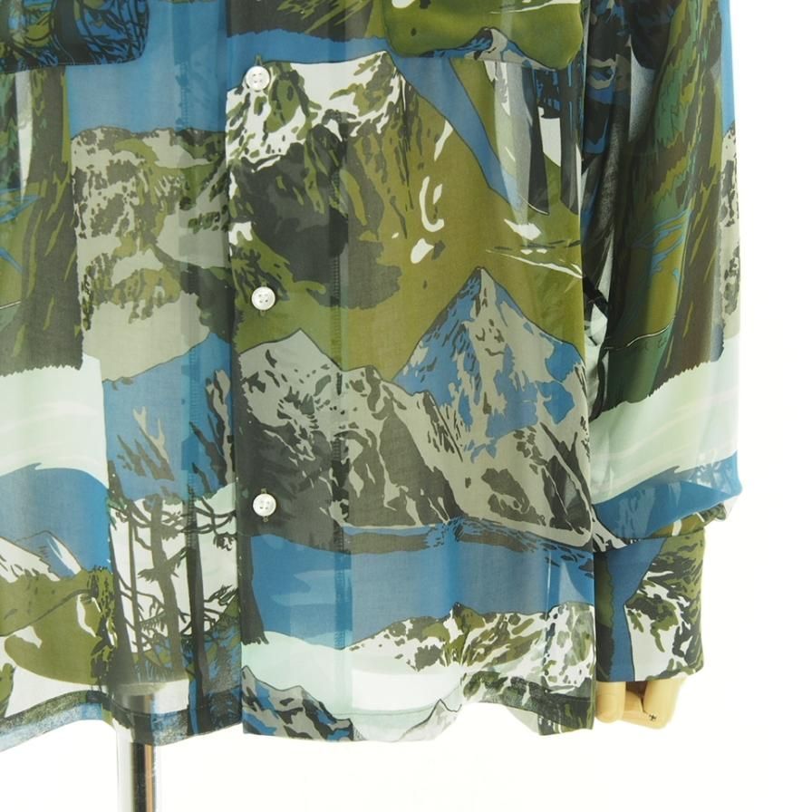 NOMA t.d. Ρޥƥǥ - Chiffon Land Scape Shirt - Green / Day