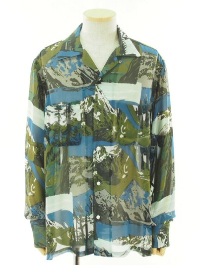 NOMA t.d. Ρޥƥǥ - Chiffon Land Scape Shirt - Green / Day