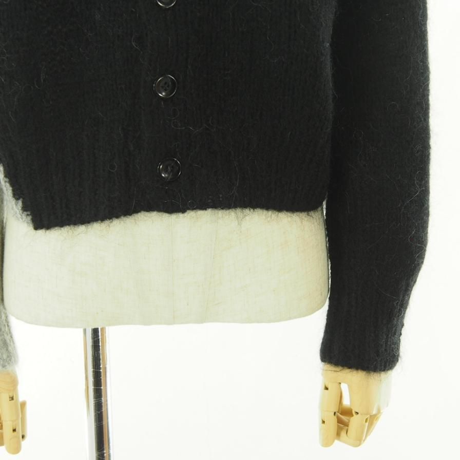 NOMA t.d. Ρޥƥǥ - Hand Knitted Mohair Cardigan - Black / Grey