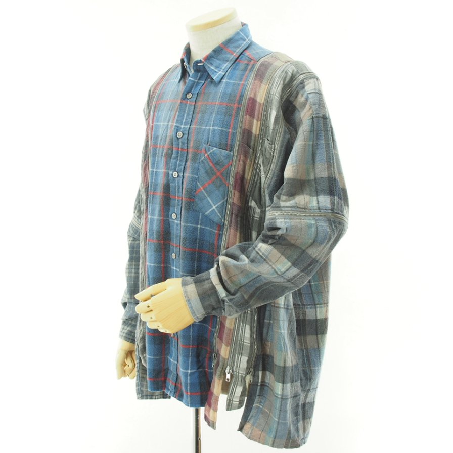 Rebuild by Needles ӥɥХˡݥɥ륺 - Flannel Shirt  7 Cut Zipped Wide Shirt - Reflection - LQ302C