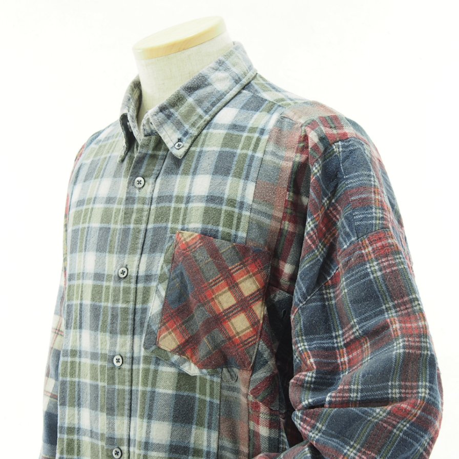 Rebuild by Needles ӥɥХˡݥɥ륺 - Flannel Shirt  7 Cut Wide Shirt - Reflection - LQ308D