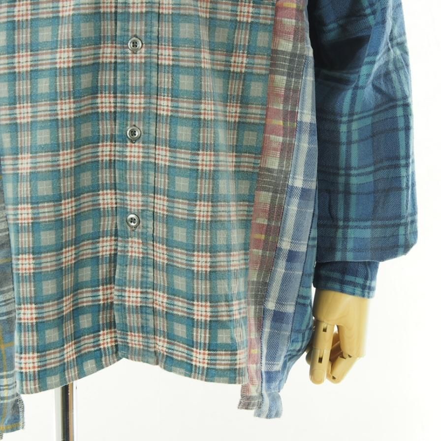 Rebuild by Needles リビルドバイニ－ドルズ - Flannel Shirt → 7 Cut Wide Shirt - Reflection - LQ308E