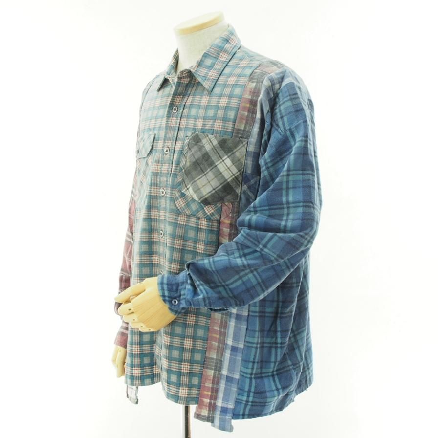 Rebuild by Needles リビルドバイニ－ドルズ - Flannel Shirt → 7 Cut Wide Shirt - Reflection - LQ308E