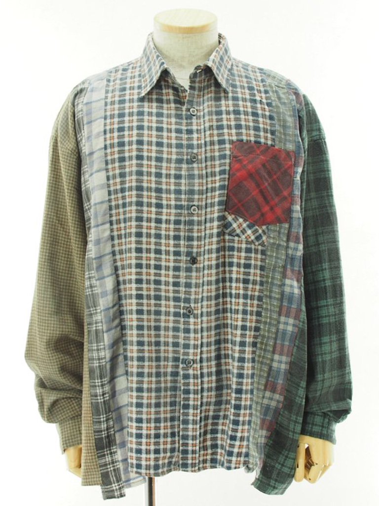Rebuild by Needles ӥɥХˡݥɥ륺 - Flannel Shirt  7 Cut Wide Shirt - Reflection - LQ308G