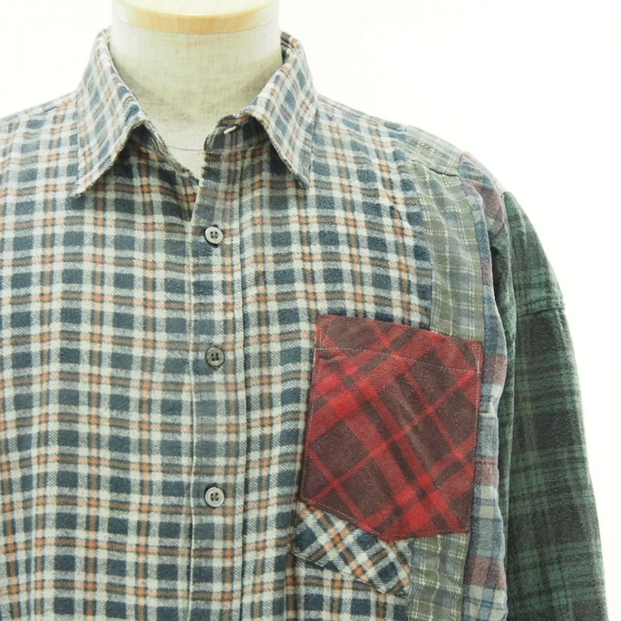 Rebuild by Needles リビルドバイニ－ドルズ - Flannel Shirt → 7 Cut Wide Shirt - Reflection - LQ308G
