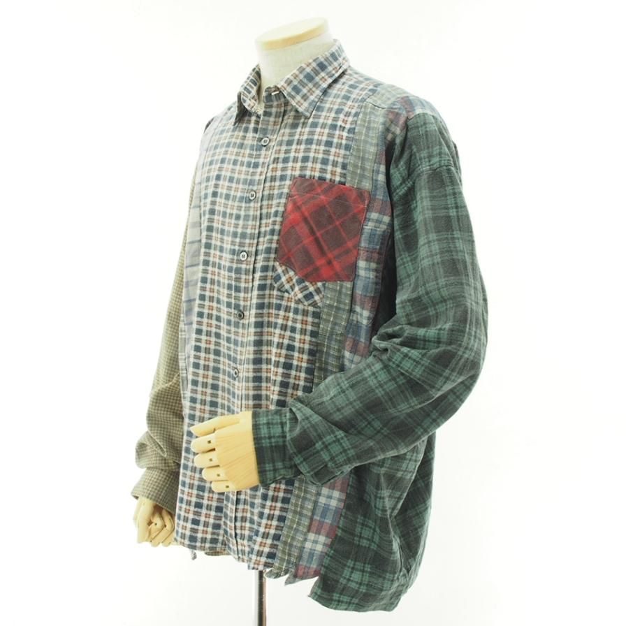 Rebuild by Needles リビルドバイニ－ドルズ - Flannel Shirt → 7 Cut Wide Shirt - Reflection - LQ308G