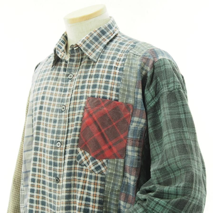 Rebuild by Needles リビルドバイニ－ドルズ - Flannel Shirt → 7 Cut Wide Shirt - Reflection - LQ308G