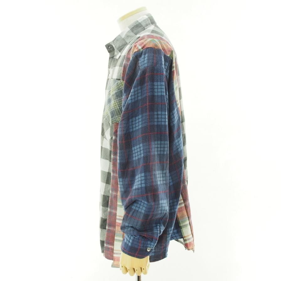 Rebuild by Needles リビルドバイニ－ドルズ - Flannel Shirt → 7 Cut Wide Shirt - Reflection - LQ308H