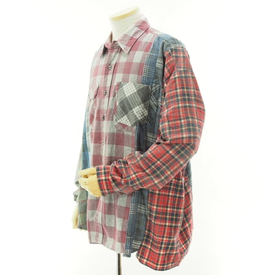 Rebuild by Needles リビルドバイニ－ドルズ - Flannel Shirt → 7 Cut Wide Shirt - Reflection - LQ308J