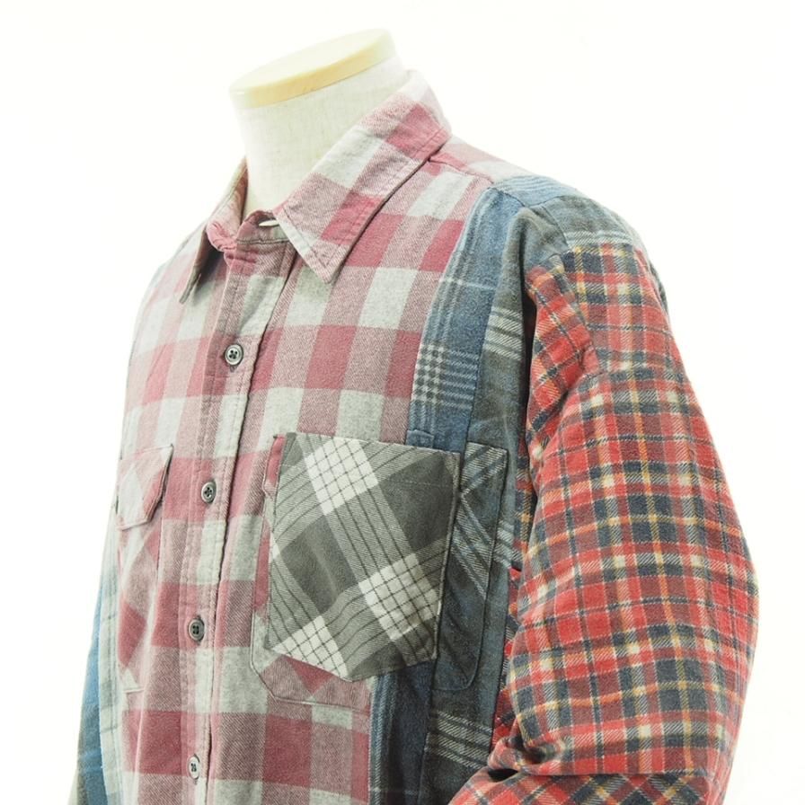 Rebuild by Needles リビルドバイニ－ドルズ - Flannel Shirt → 7 Cut Wide Shirt - Reflection - LQ308J