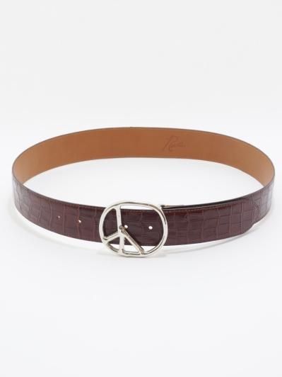 Needles ニードルズ - Peace Buckle Belt ピースバックルベルト - Crocodile Embossed Leather - Brown