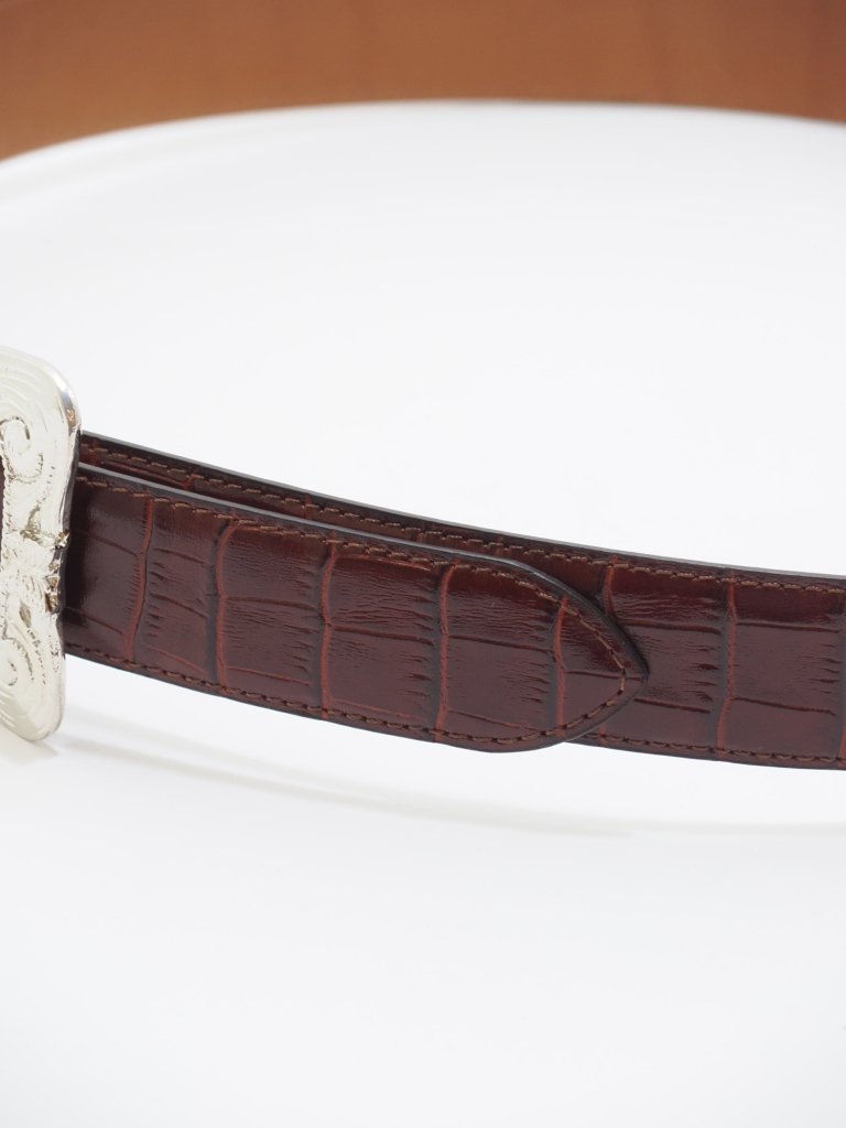 Needles ˡɥ륺 - Papillon Square Buckle Belt ѥԥ󥹥Хå٥ - Crocodile Embossed Leather - Brown