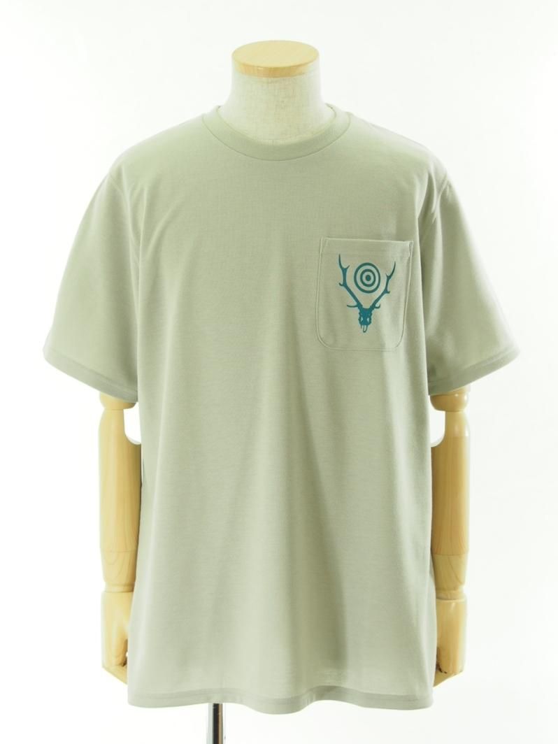 South2 West8 サウスツーウエストエイト - S/S Round Pocket Tee ショートスリーブラウンドポケットティーシャツ - Circle Horn - Grey South2 West8 Round Pocket Tee 22ss