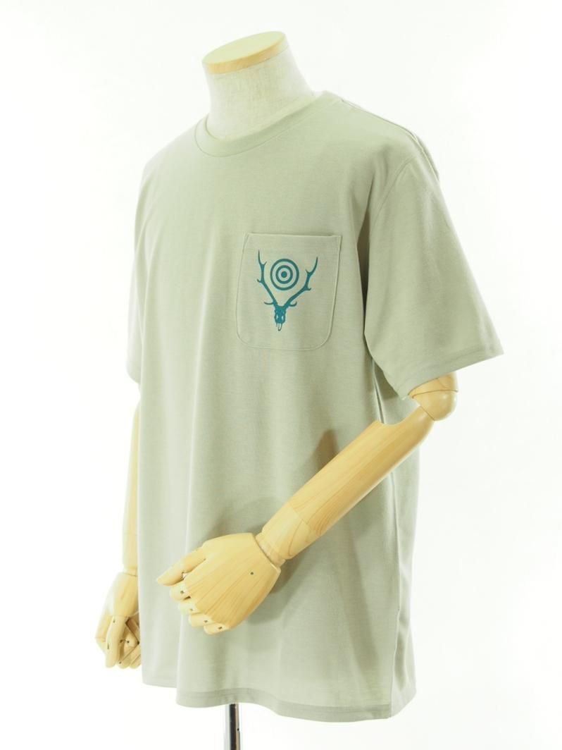 South2 West8 サウスツーウエストエイト - S/S Round Pocket Tee ショートスリーブラウンドポケットティーシャツ - Circle Horn - Grey South2 West8 Round Pocket Tee 22ss