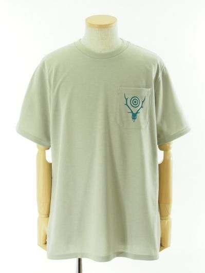 South2 West8 サウスツーウエストエイト - S/S Round Pocket Tee ショートスリーブラウンドポケットティーシャツ - Circle Horn - Grey