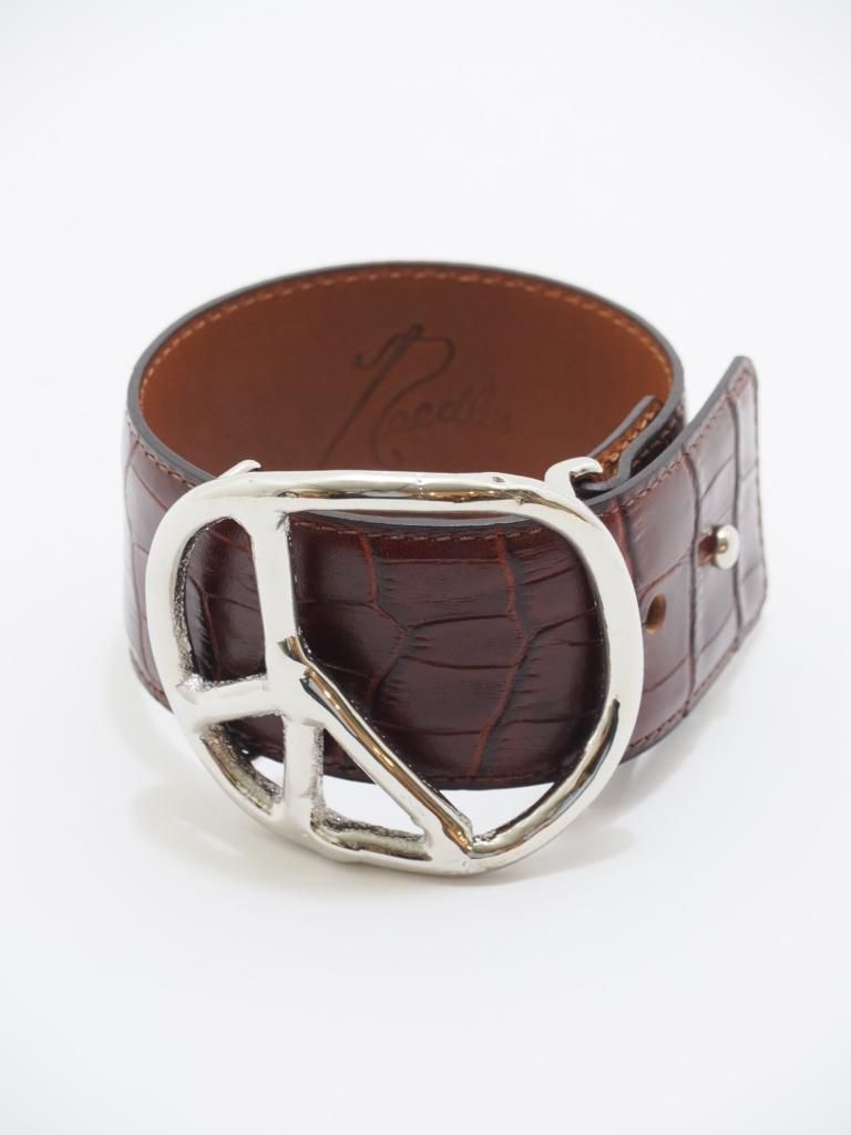 Needles ˡɥ륺 - Peace Buckle Bracelet ԡХå֥쥹å - Crocodile Embossed Leather - Brown