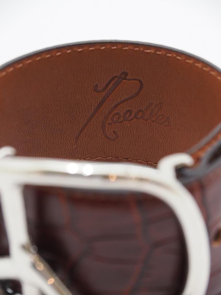 Needles ニードルズ - Peace Buckle Bracelet ピースバックルブレスレット - Crocodile Embossed Leather - Brown