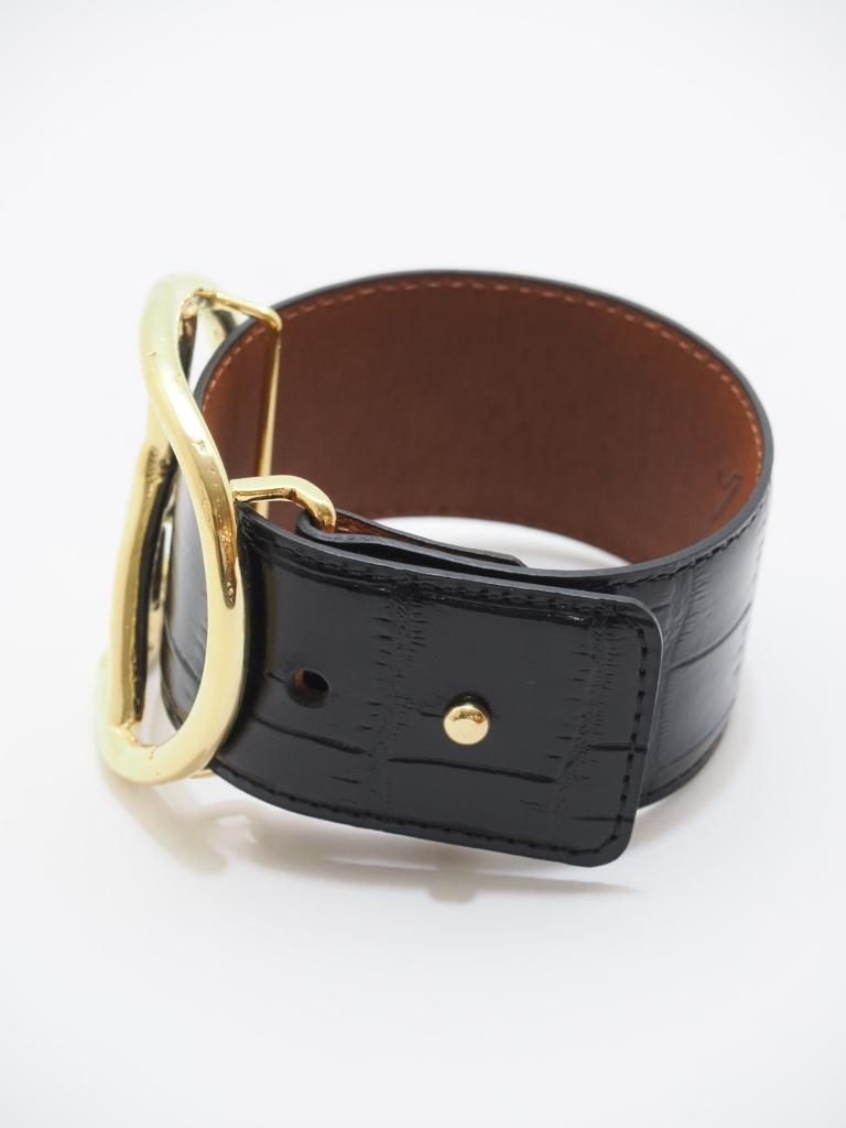 Needles ˡɥ륺 - Peace Buckle Bracelet ԡХå֥쥹å - Crocodile Embossed Leather - Black