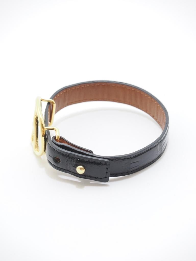 Needles ˡɥ륺 - Peace Buckle Narrow Bracelet ԡХåʥ֥쥹å - Crocodile Embossed Leather - Black