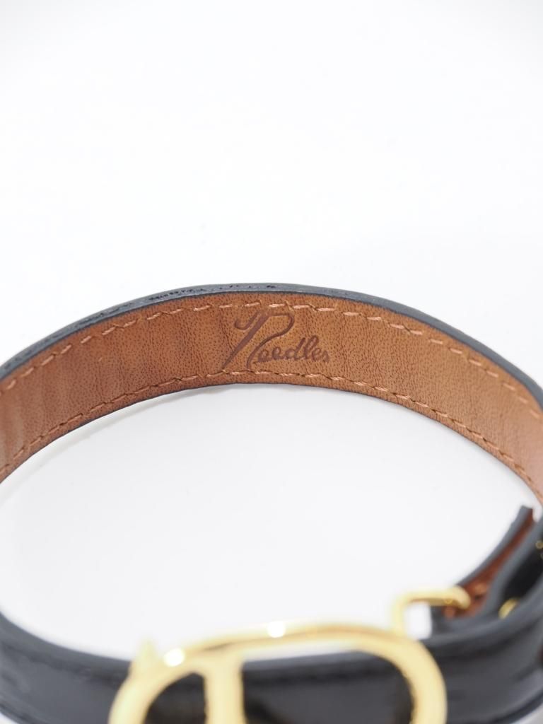 Needles ニードルズ - Peace Buckle Narrow Bracelet ピースバックルナローブレスレット - Crocodile Embossed Leather - Black