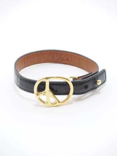 Needles ニードルズ - Peace Buckle Narrow Bracelet ピースバックルナローブレスレット - Crocodile Embossed Leather - Black