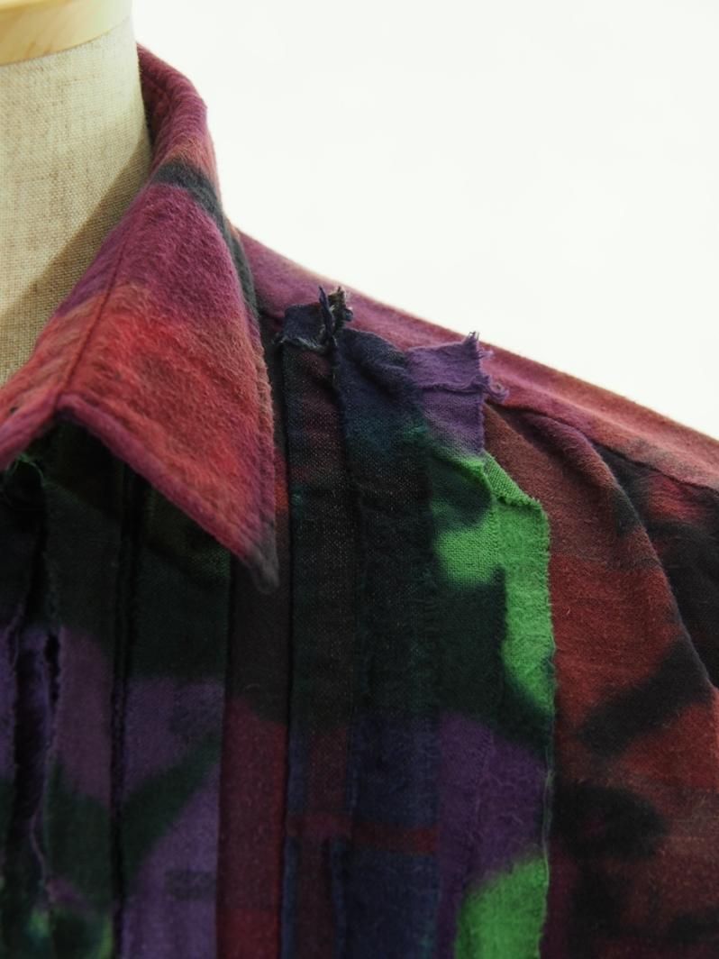 Rebuild by Needles リビルドバイニ－ドルズ - Flannel Shirt → Ribbon Wide Shirt - Uneven Dye - MR356B