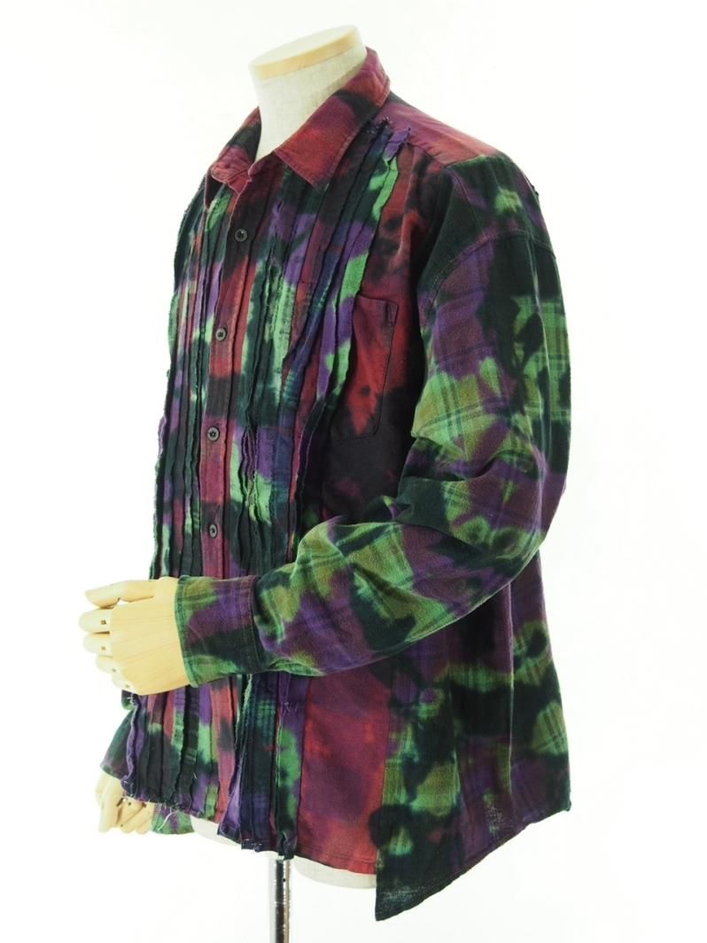Rebuild by Needles リビルドバイニ－ドルズ - Flannel Shirt → Ribbon Wide Shirt - Uneven Dye - MR356B
