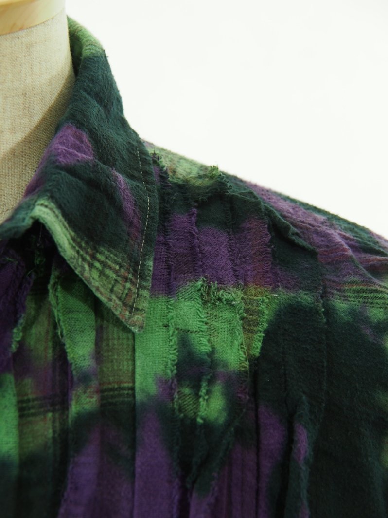 Rebuild by Needles ӥɥХˡݥɥ륺 - Flannel Shirt  Ribbon Wide Shirt - Uneven Dye - MR356E
