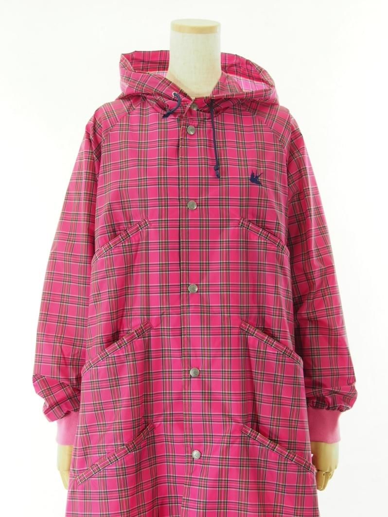 Rhodolirion ɥꥪ - Hooded Coach Jacket Long աǥåɥ㥱åȥ - Check Nylon Taffeta - Pink